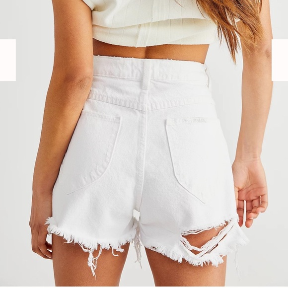 Rolla's Duster High Rise Slim Denim Shorts White Distressed - Picture 7 of 7